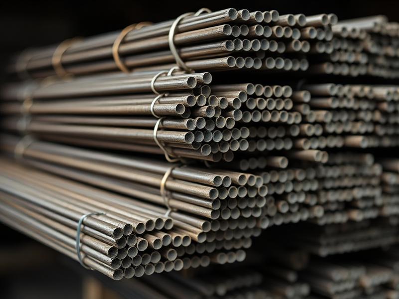 Bundles of steel loha reinforcement rods stacked together